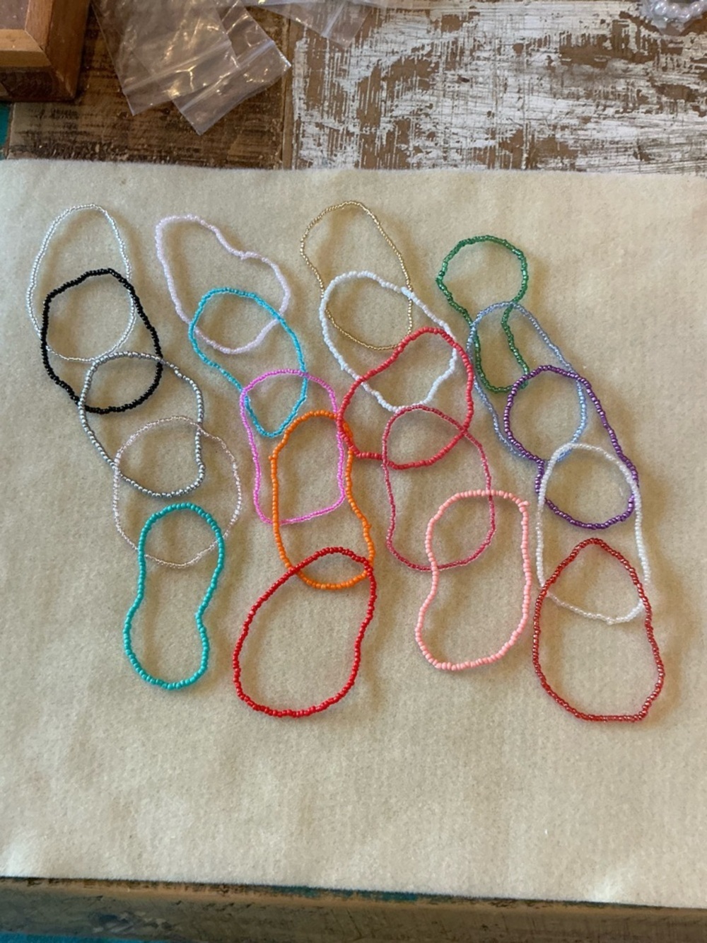 Assorted Seed Bead Stretch Bracelets - Multi Color Set of 20